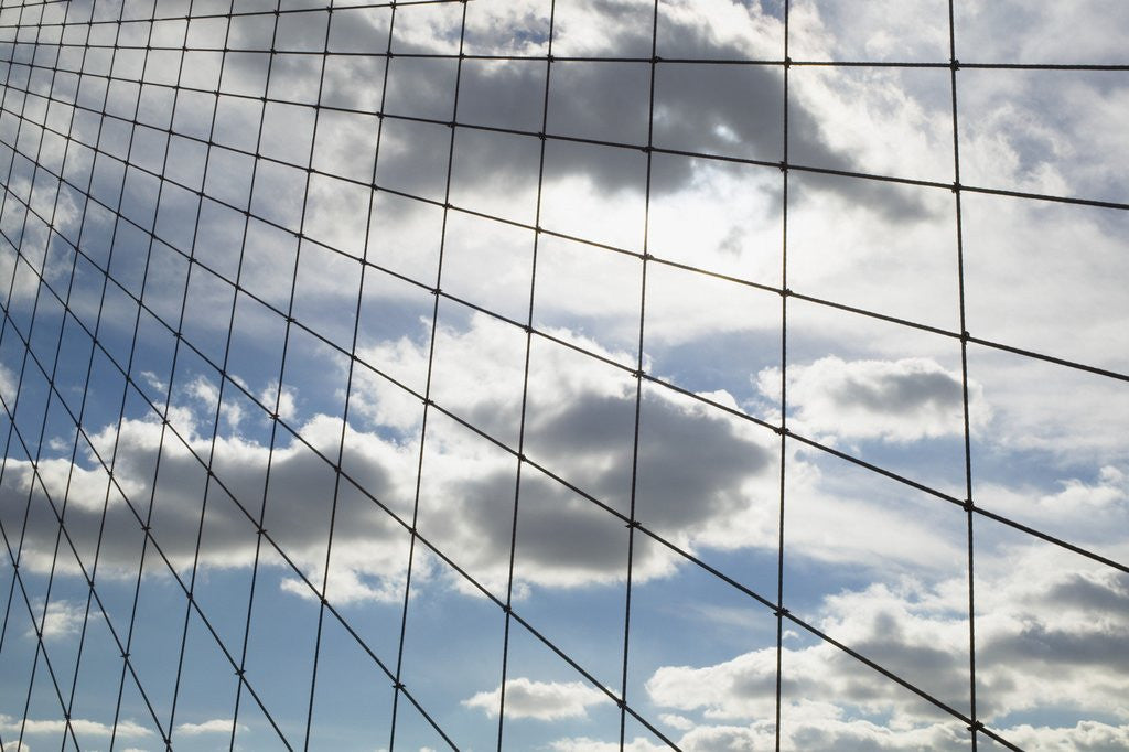 Detail of Sky seen through suspension cables by Corbis