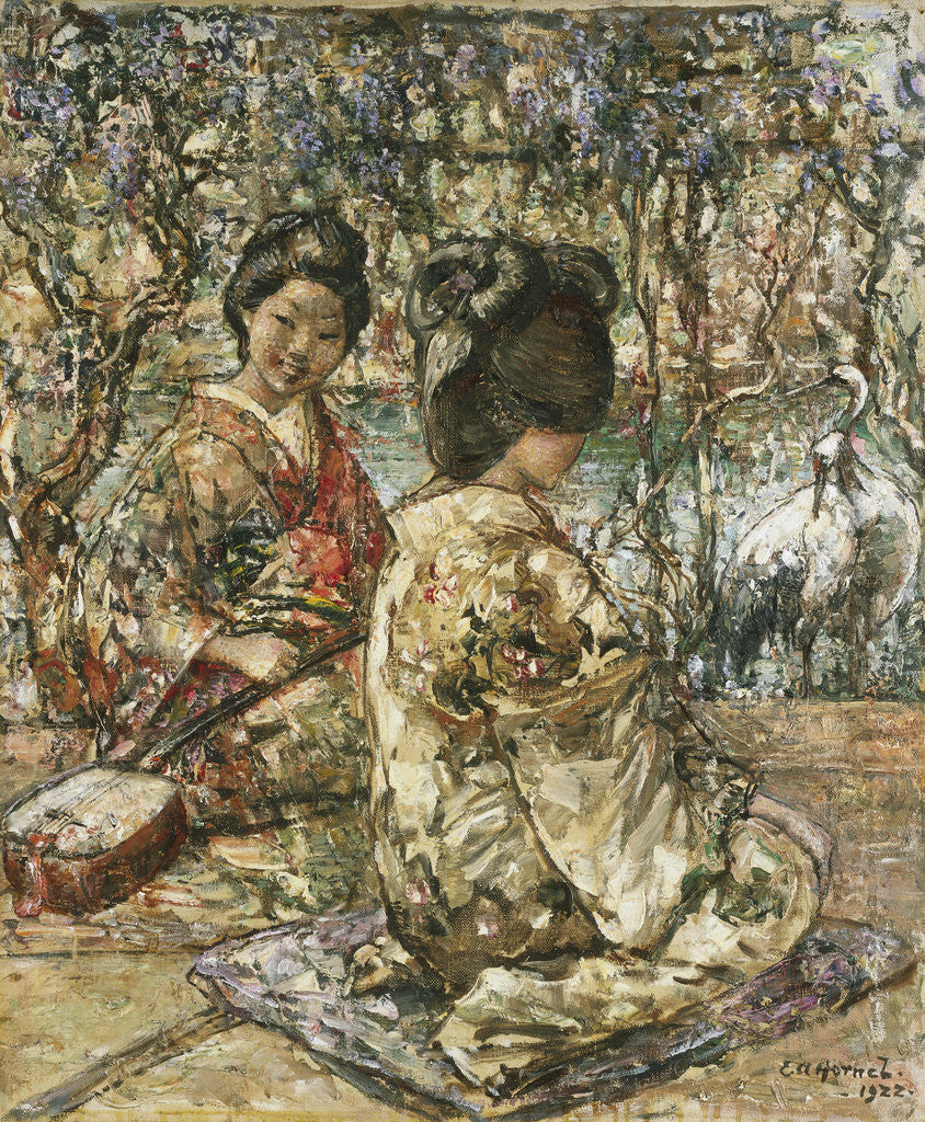 Detail of Geisha Girls in a Japanese Garden by Edward Atkinson Hornel