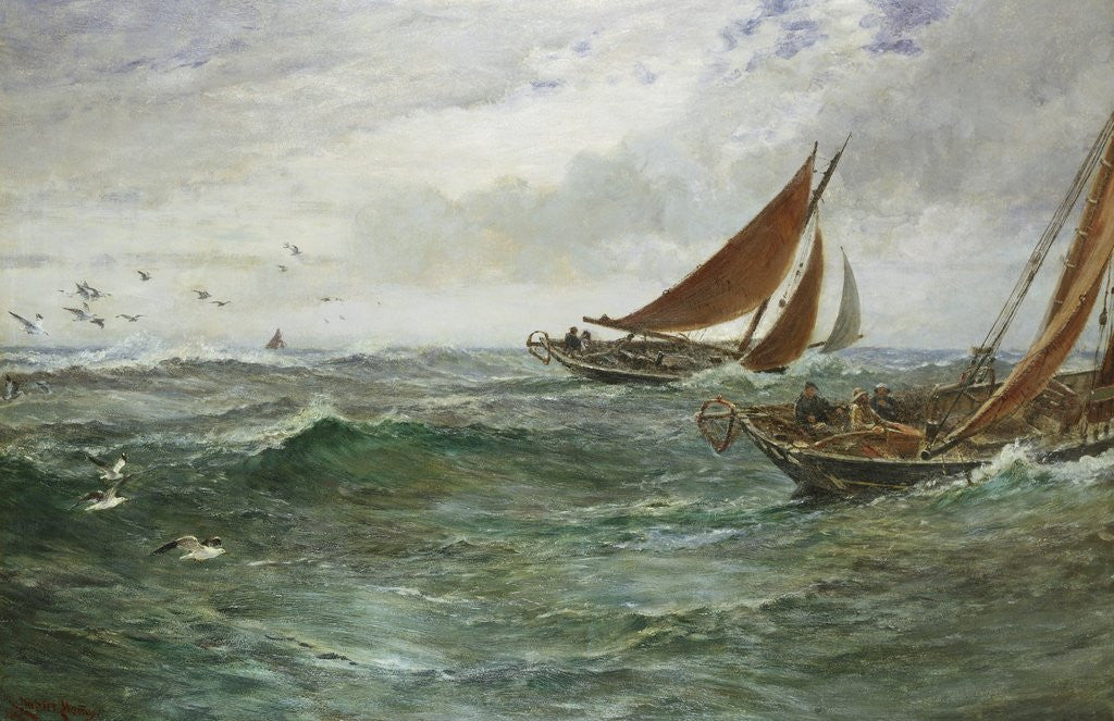 Detail of In the Track of the Trawlers by Charles Napier Hemy