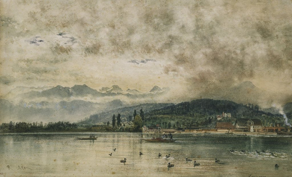 Detail of Lake Lucerne, Switzerland by Rudolf von Alt