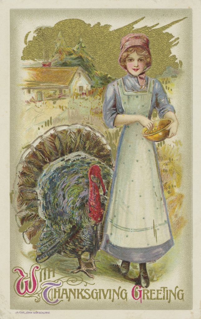 Detail of With Thanksgiving Greeting Postcard by Anonymous
