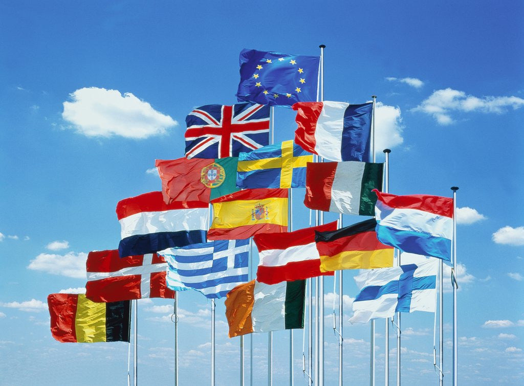 Detail of National flags of the European Community by Corbis