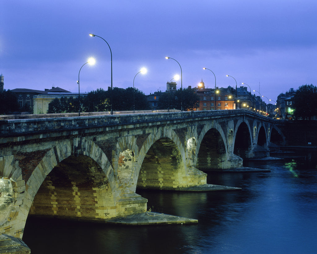 Detail of GEOGRAPHY & TRAVEL EUROPE FRANCE ALBI ARCHITECTURE BRIDGE BOW ARCH BRIDGE RIVER WATER Illumin by Anonymous