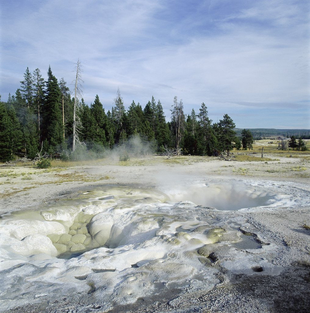 Detail of Geyser steaming, Yellowstone National Park, Wyoming, USA by Corbis