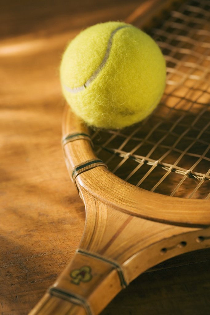 Detail of Tennis Ball and Wood Racket by Anonymous