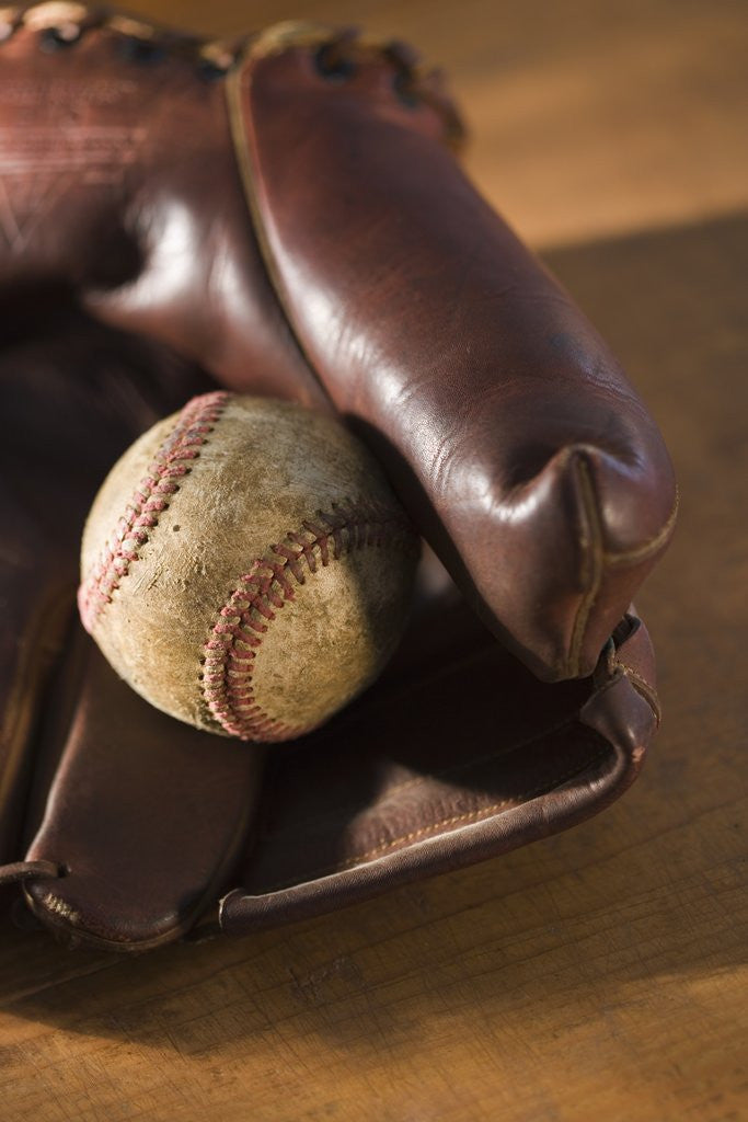 Detail of Baseball and Old Mitt by Anonymous