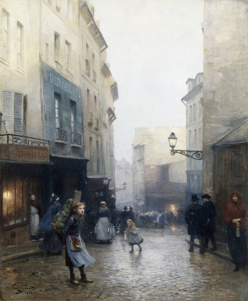Detail of A Street Market, Paris, France by Victor Gabriel Gilbert