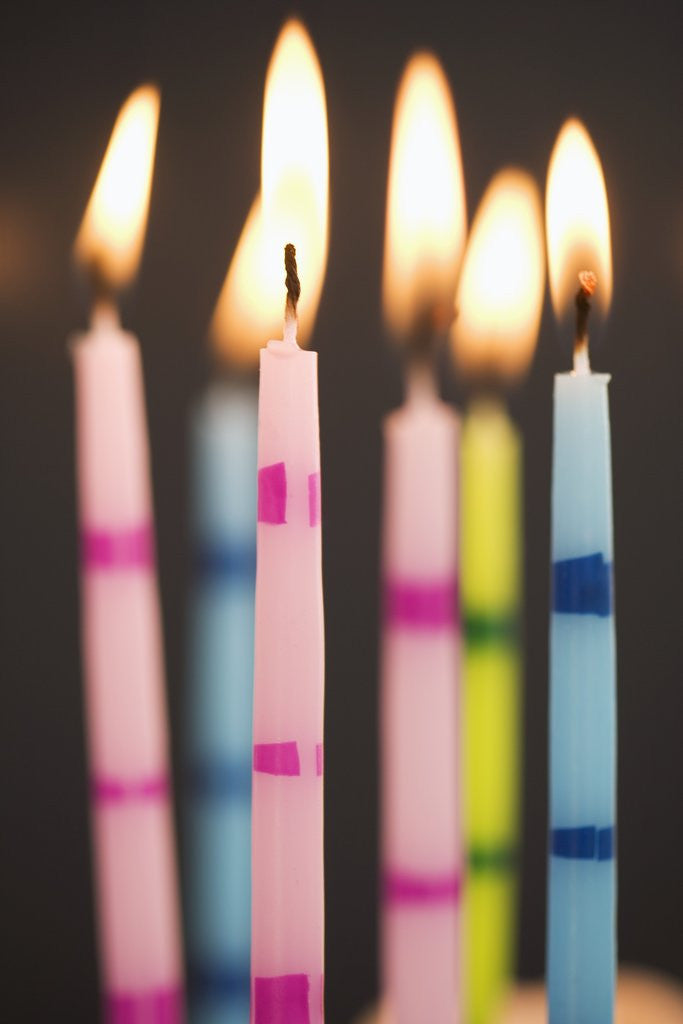 Detail of Six Lit Birthday Candles by Anonymous