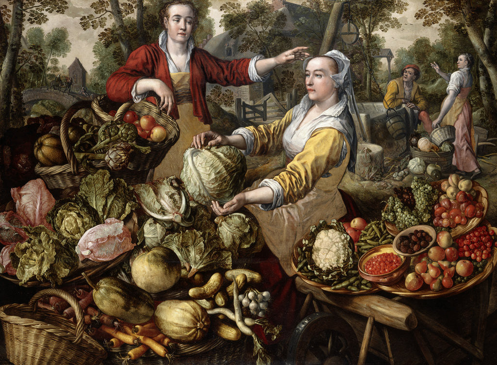 Detail of The Four Elements: A Greengrocer's Stall with the Flight into Egypt Beyond by Joachim Beuckelaer