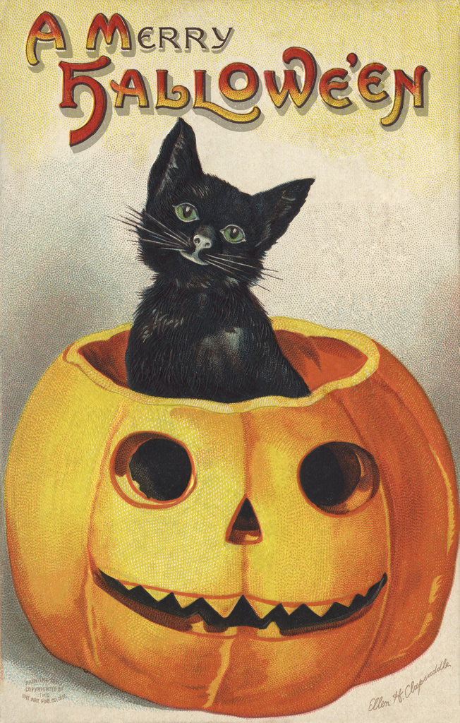 Detail of A Merry Halloween Postcard by Ellen H. Clapsaddle