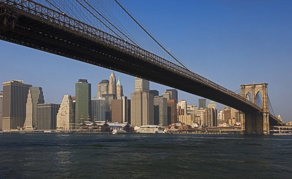 Detail of Lower Manhattan and the Brooklyn Bridge by Corbis