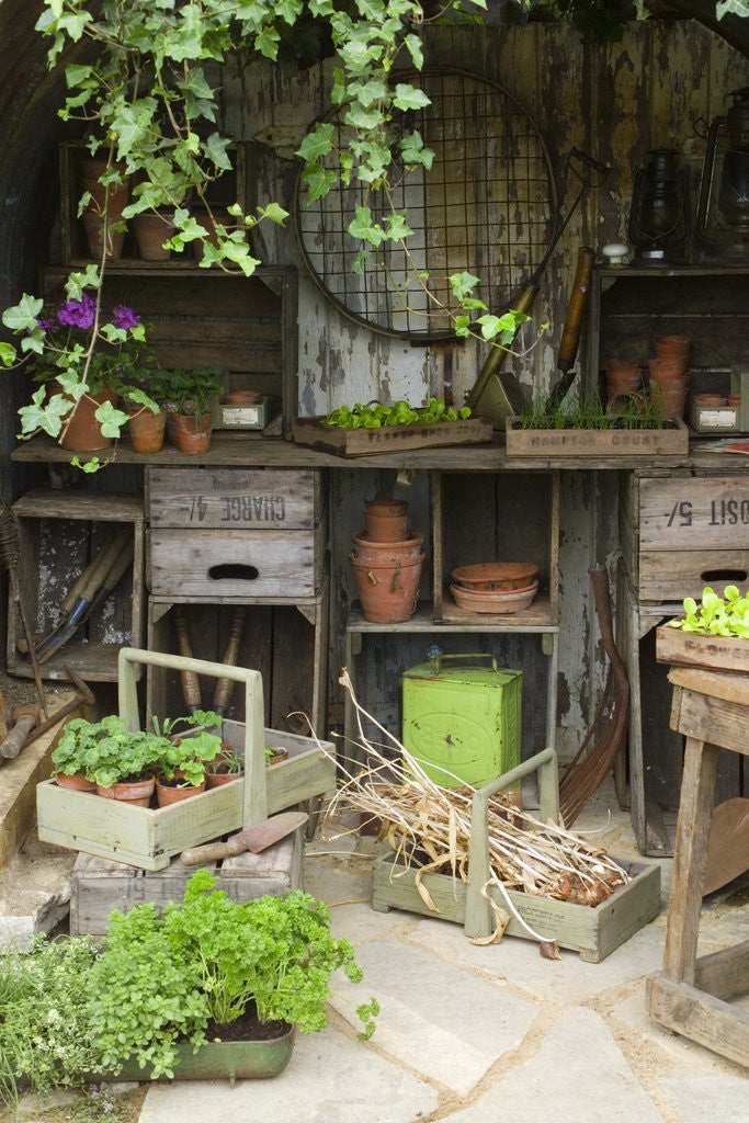 Detail of Potting Shed in Garden at Hampton Court Flower Show by Corbis