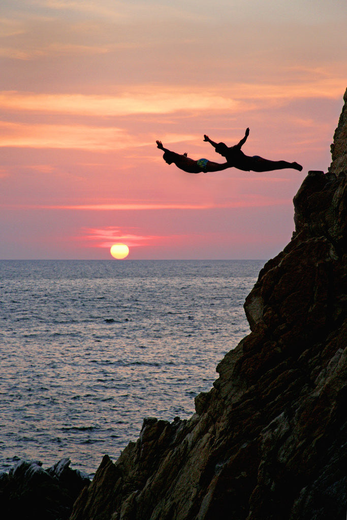 Detail of Acapulco Cliff Divers at Sunset by Corbis