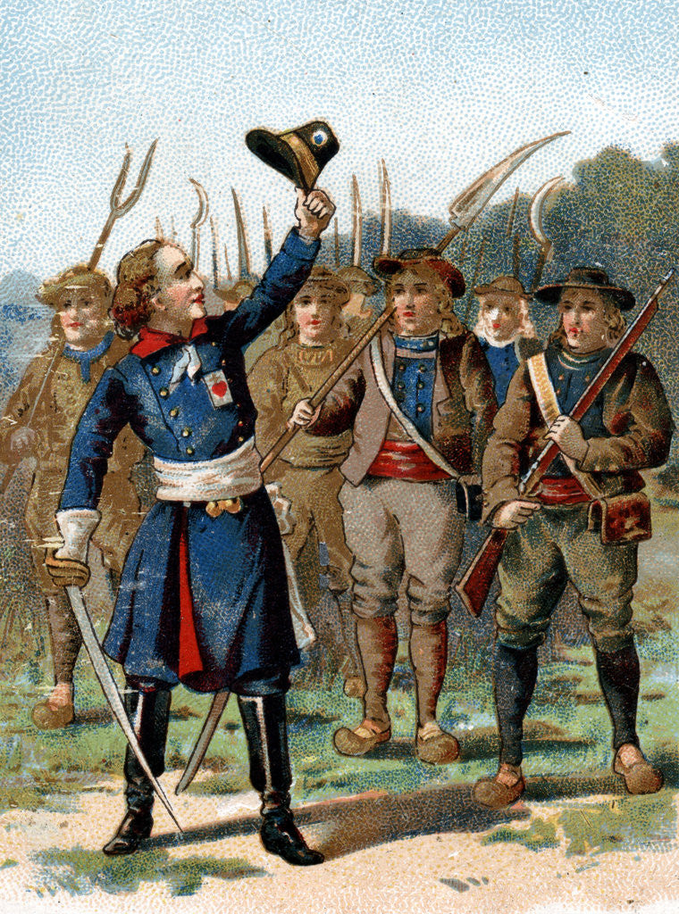 Detail of Trade Card of Henri de la Rochejaquelein Leading a Revolt by Anonymous