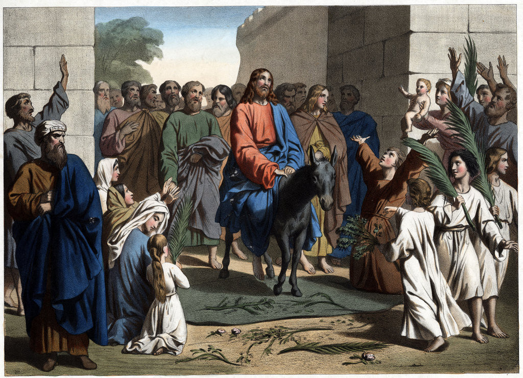 Detail of The Triumphant Entry of Christ into Jerusalem 19th-Century Print by Corbis