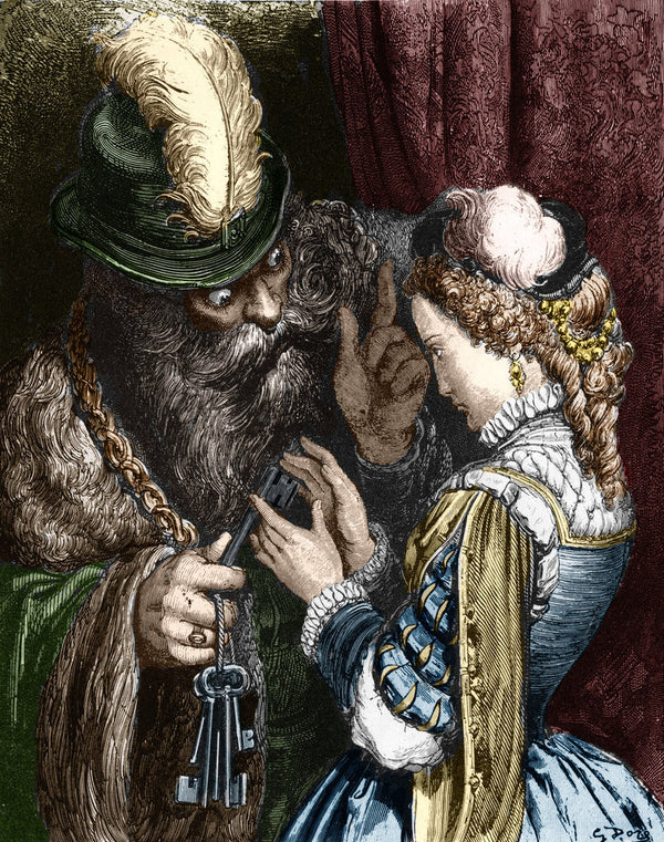 Engraving of Bluebeard Entrusting His Keys to His Wife posters & prints ...