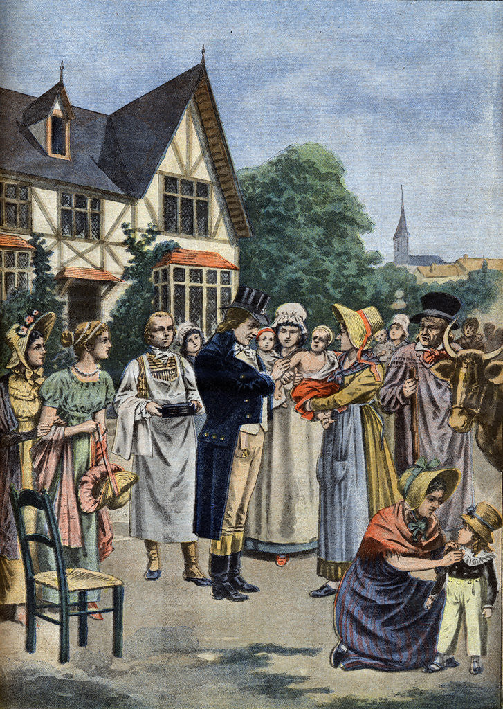 Detail of Illustration of Dr. Edward Jenner Vaccinating a Child Against Smallpox by Corbis