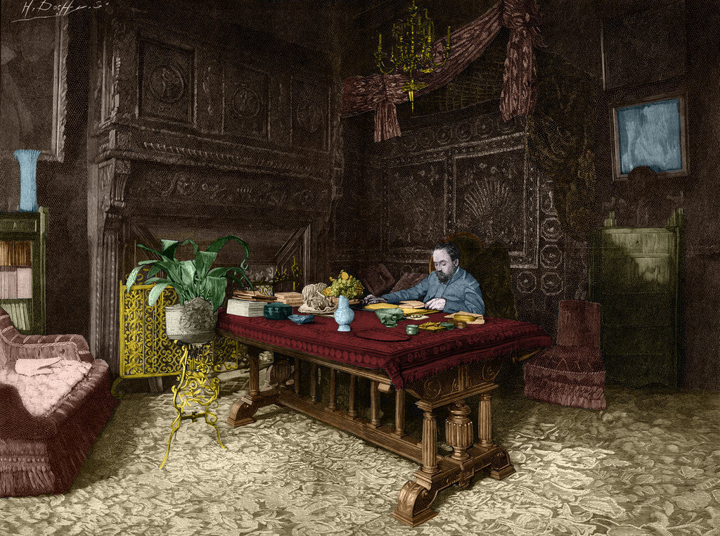 Detail of Illustration of Emile Zola at His Desk by Anonymous