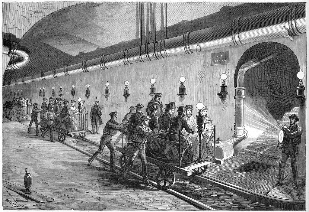 Detail of The Sewers of Paris - The Wagon Illustration by Jules Pelcoq