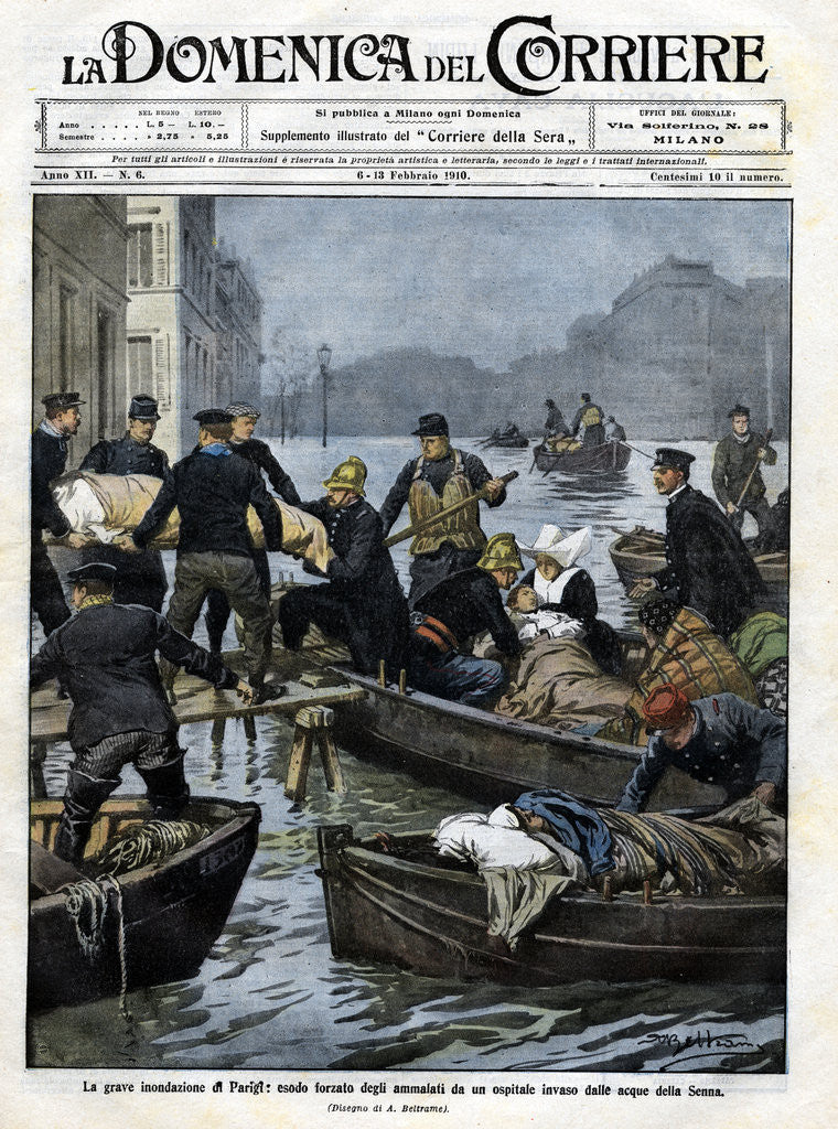 Detail of Illustration of the Rescue of Invalids During a Paris Flood by Anonymous