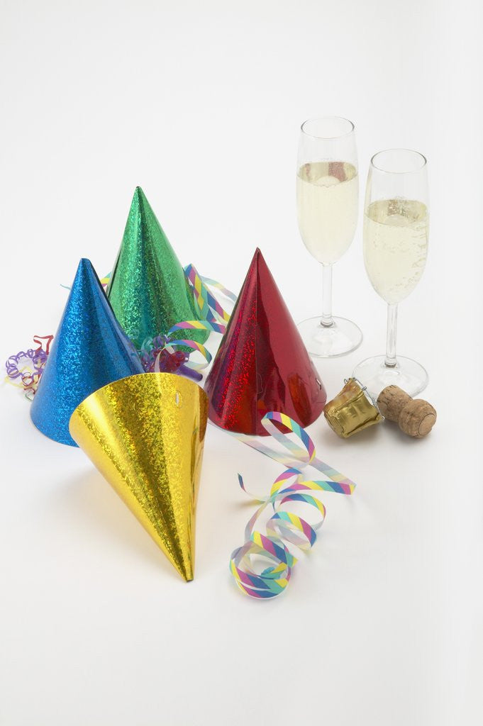 Detail of Party Hats, Streamers and Champagne by Anonymous