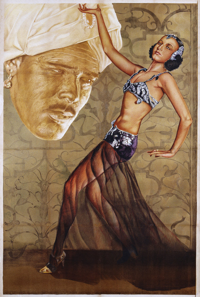 Detail of Poster with a Belly Dancer and a Man in a Turban by Anonymous
