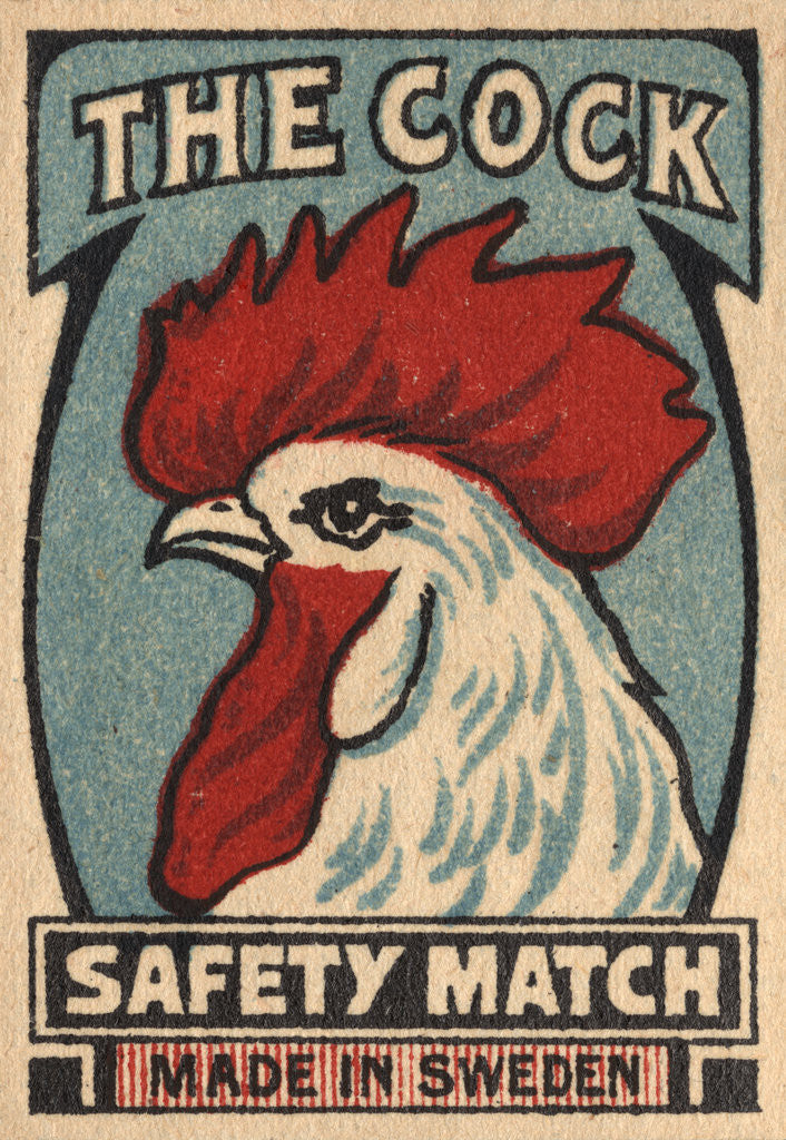 Detail of The Cock Matchbox Label with Rooster by Anonymous