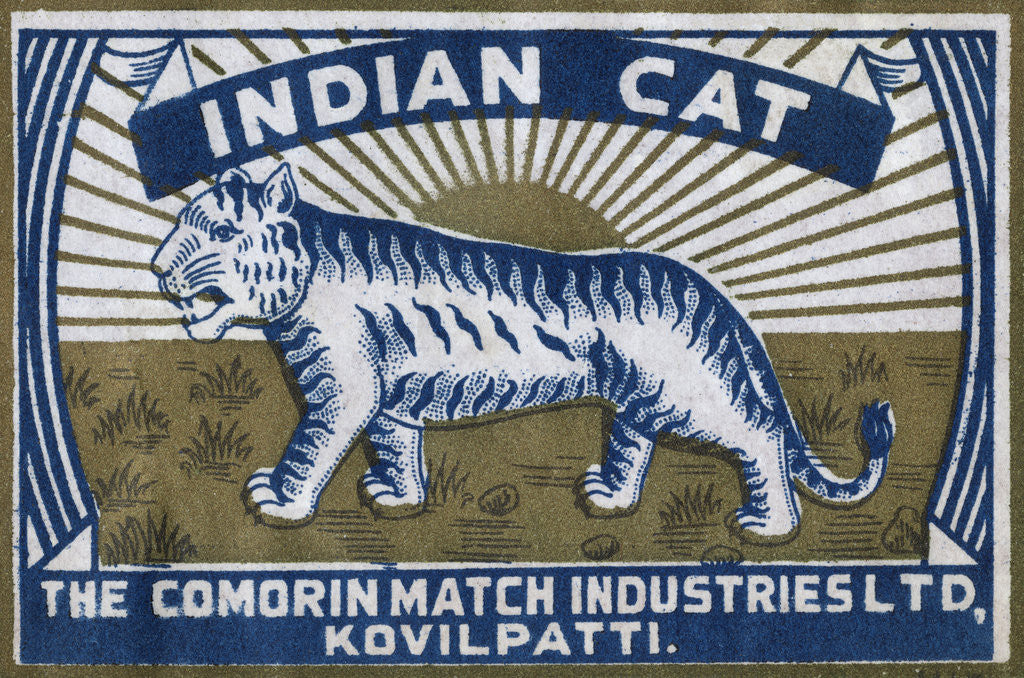 Detail of Indian Cat Indian Matchbox Label by Anonymous