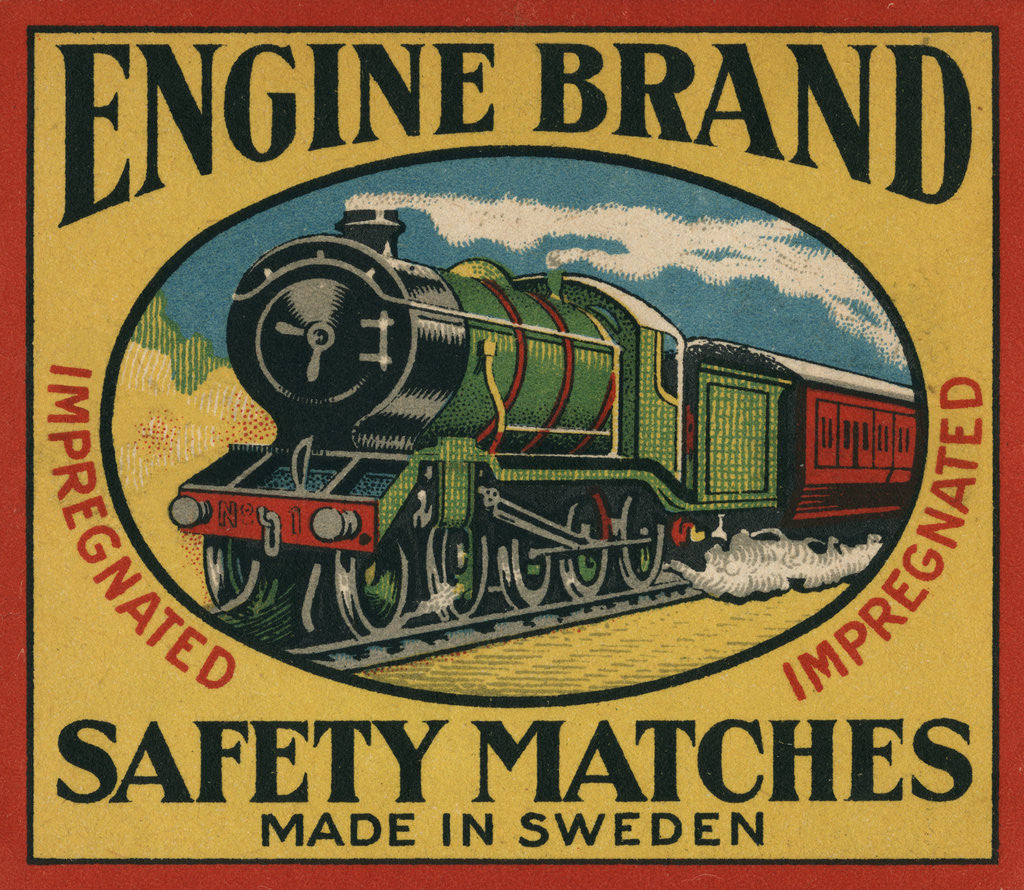 Engine Brand Swedish Matchbox Label posters & prints by Corbis