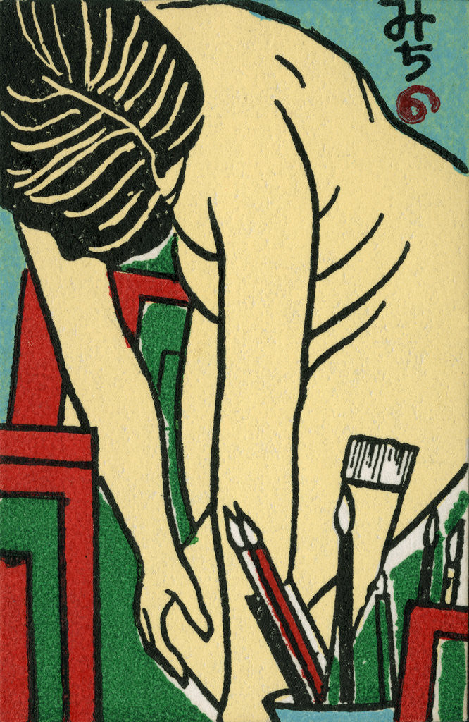 Detail of Matchbox Label with a Nude Model by Corbis