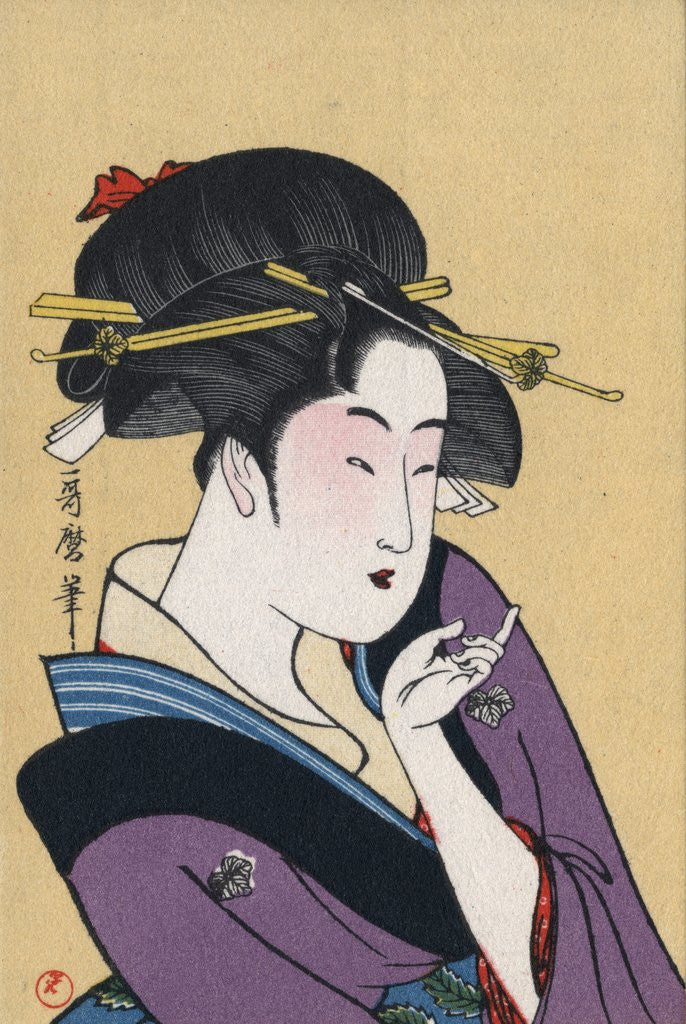 Detail of Japanese Matchbox Label with a Beckoning Woman by Corbis