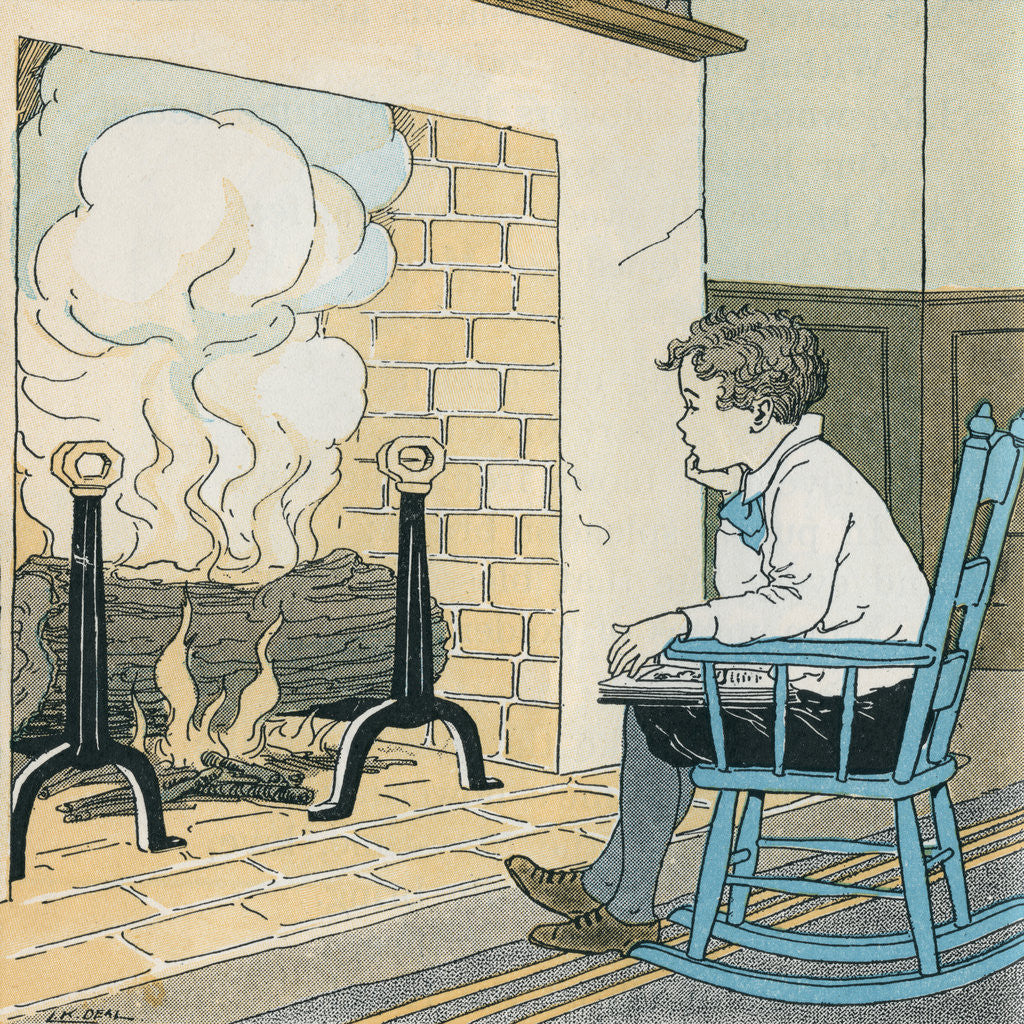 Detail of Illustration of a Boy in a Rocking Chair by Kate L. Deal