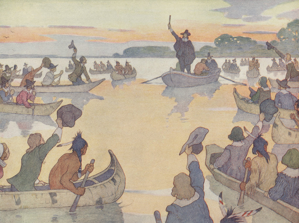 Detail of Book Illustration of Roger Williams at Narragansett Bay by E. Boyd Smith