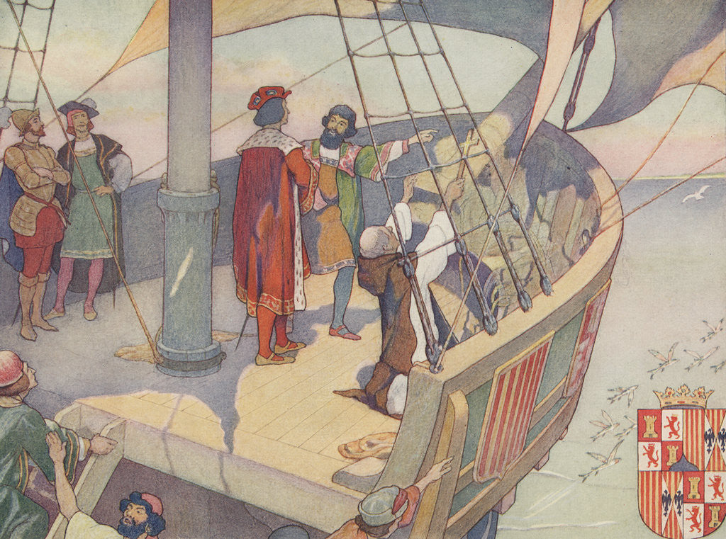Detail of Book Illustration of Columbus Discovering America by E. Boyd Smith