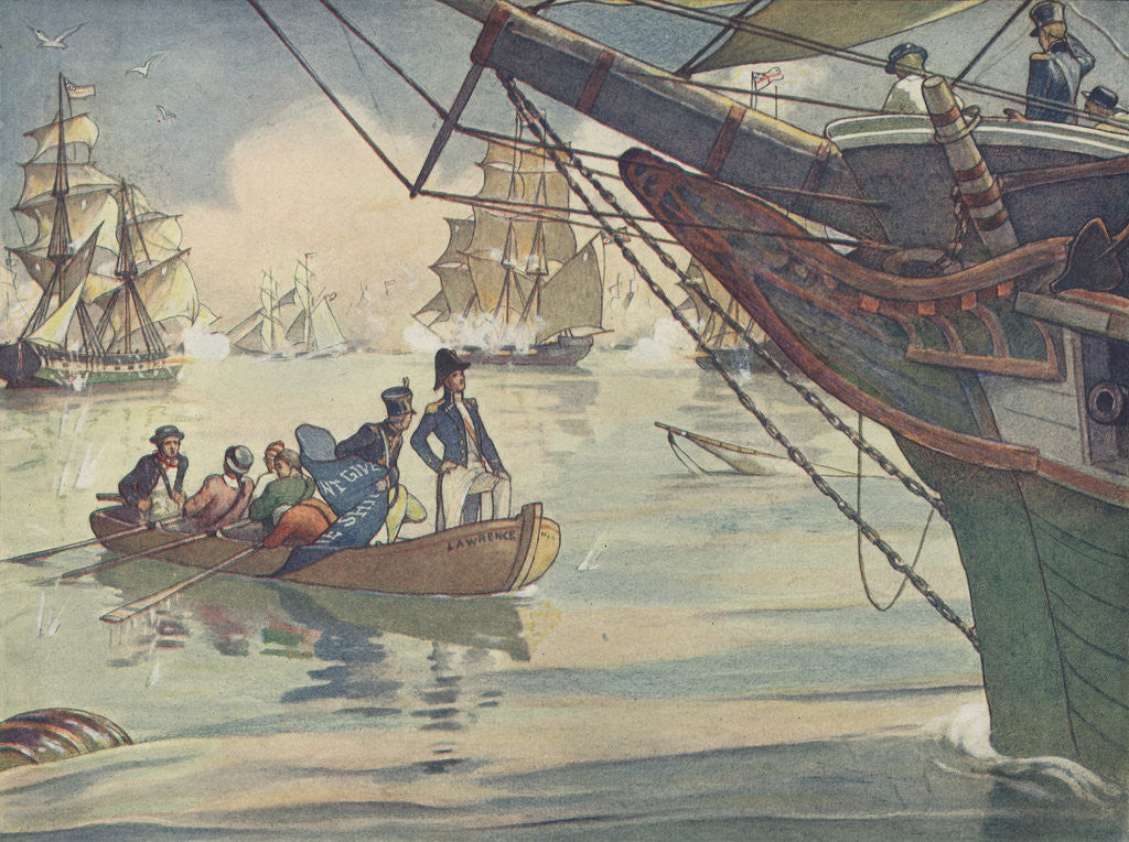 Detail of Book Illustration of the Battle of Lake Erie by E. Boyd Smith