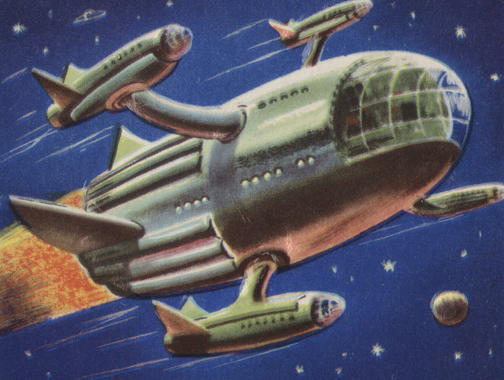 Detail of Biekens Pictorial Sticker with a Flying Space Ship by Anonymous