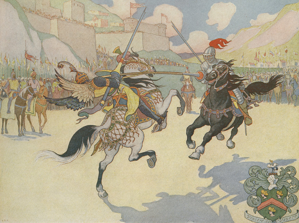 Detail of Book Illustration of Captain John Smith Jousting by E. Boyd Smith