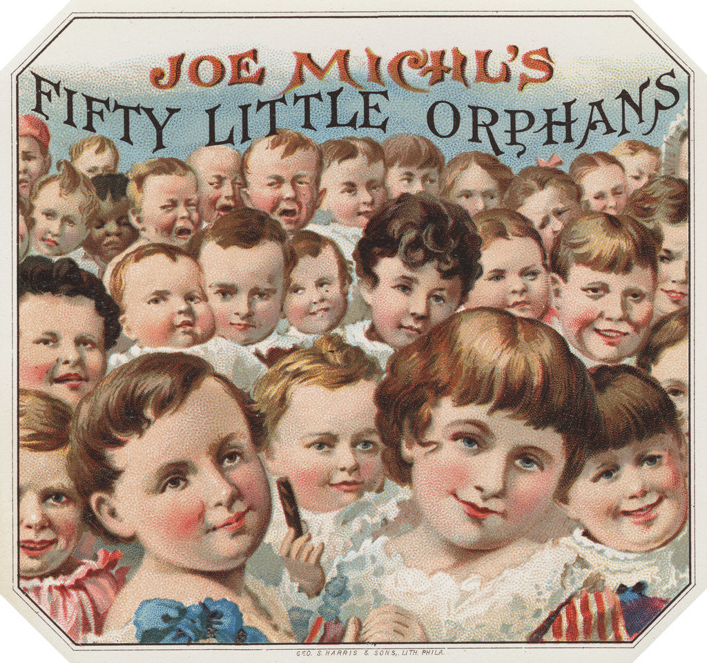 Detail of Joe Michl's Fifty Little Orphans Cigar Label by Anonymous