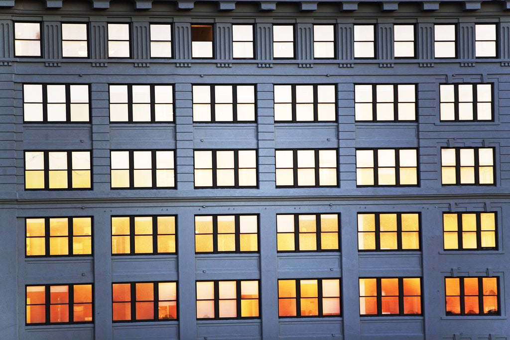 Detail of Sunset Reflection From Office Building Windows by Anonymous