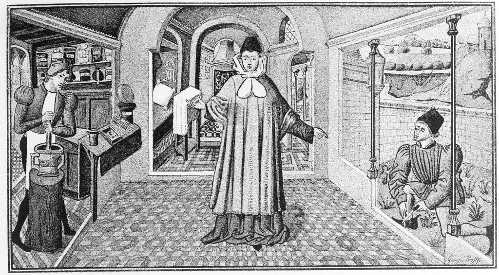 Detail of 14th Century French Surgeon Guy de Chauliac by Anonymous