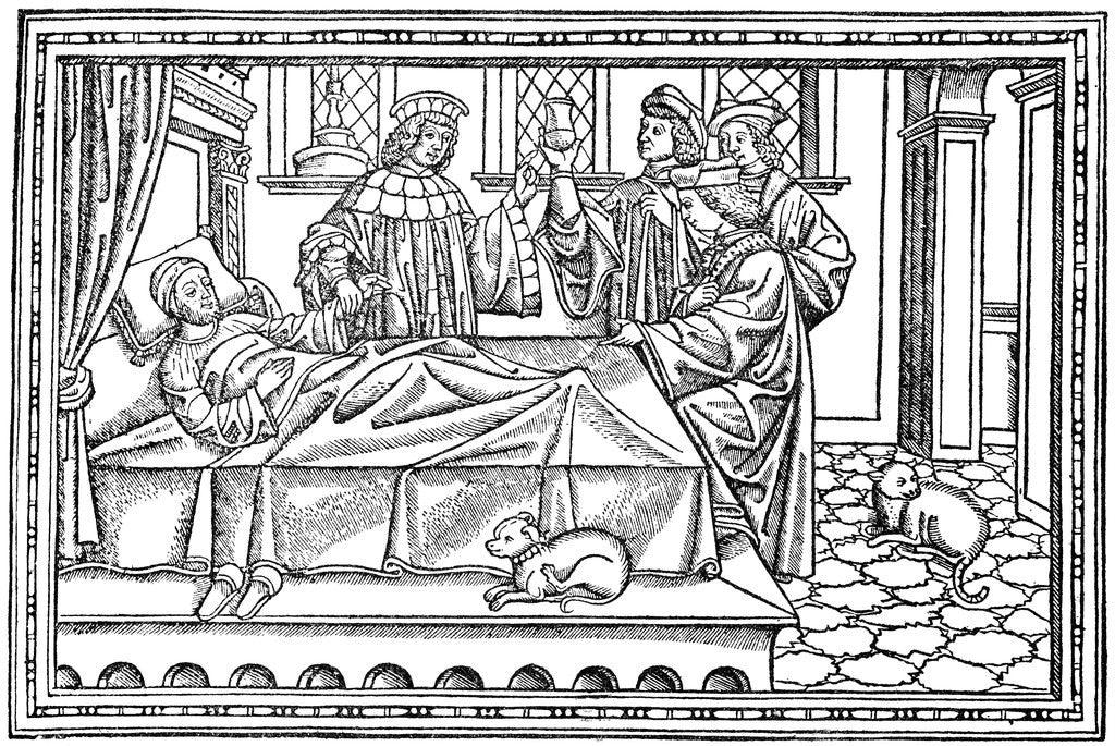 Detail of Four Physicians Visiting a Patient by Corbis