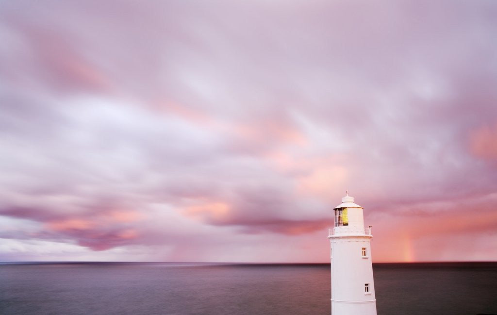 Detail of Lighthouse and Sunrise in Distance by Anonymous
