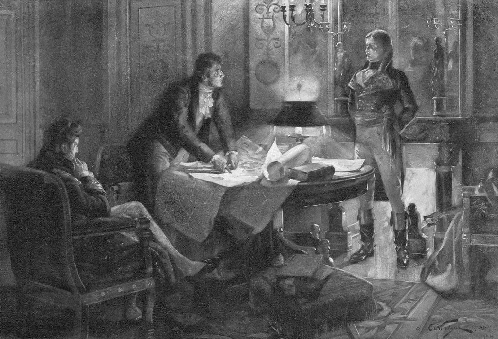Detail of Bonaparte Discussing the Louisiana Purchase with Talleyrand and Marbois by Andre Castaigne