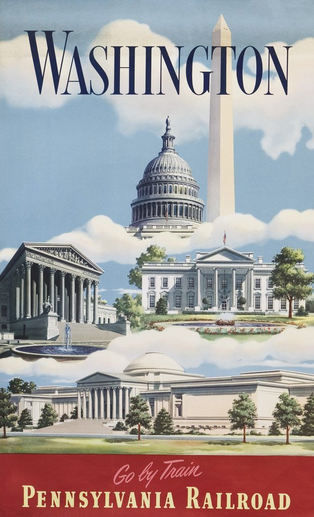 Detail of Washington, Go By Train Poster by Anonymous