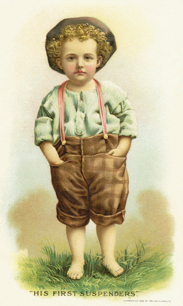Detail of His First Suspenders Trade Card by Anonymous