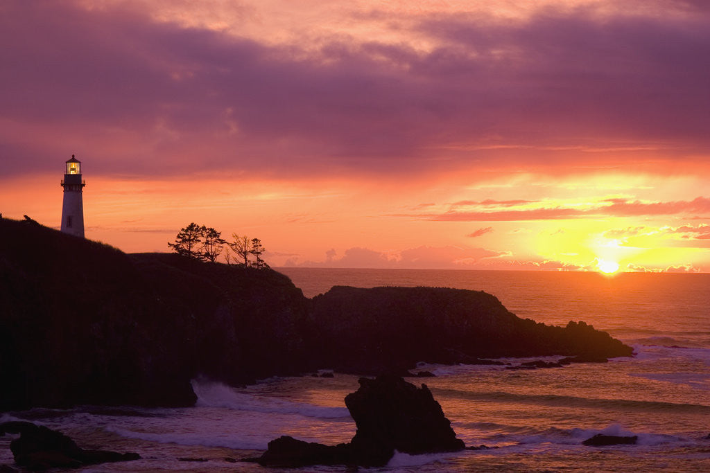 Detail of Yaquina Head Lighthouse at Sunset by Anonymous