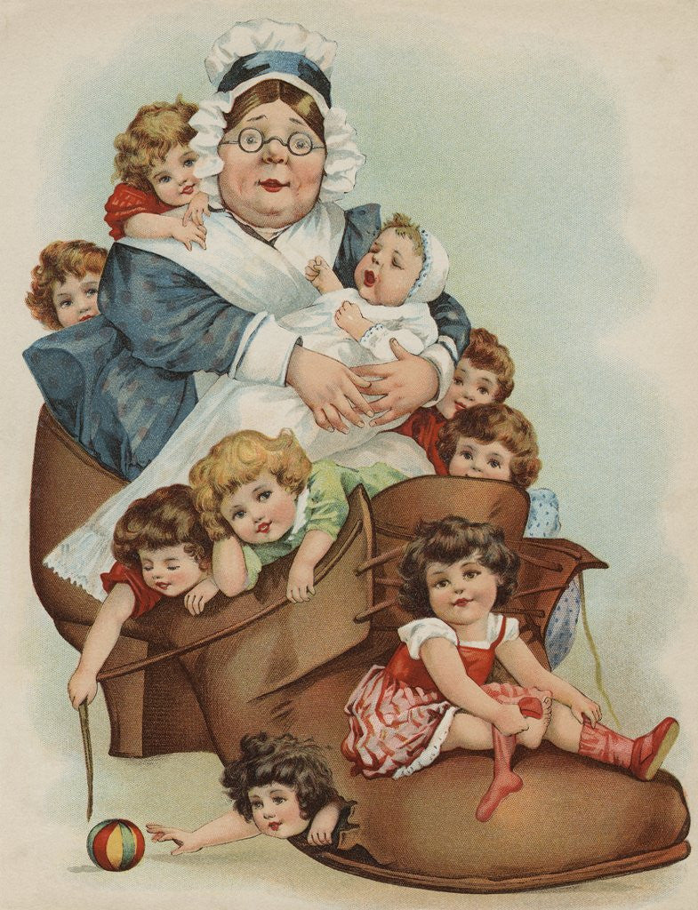 Detail of Trade Card with the Old Woman Who Lived in a Shoe by Anonymous
