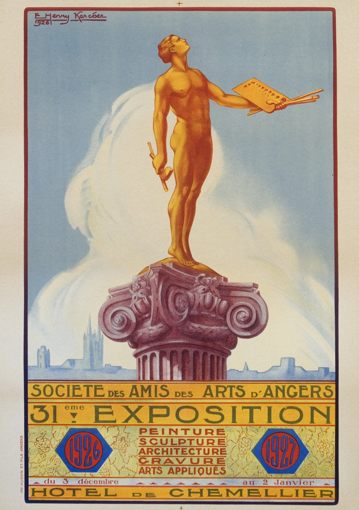 Detail of Societe des Amis des Arts d'Angers Exposition Poster by E. Henry Karcher