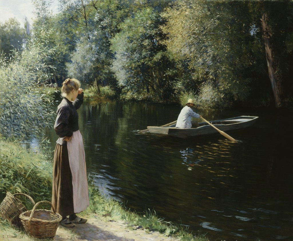 Detail of Boating by Leopold-Francois Kowalsky