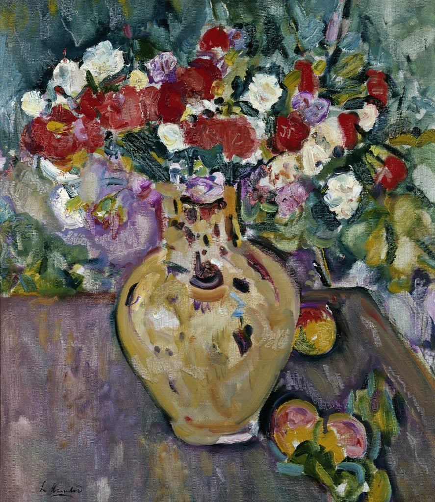 Detail of Still Life of Fruit and Flowers in a Vase by George Leslie Hunter